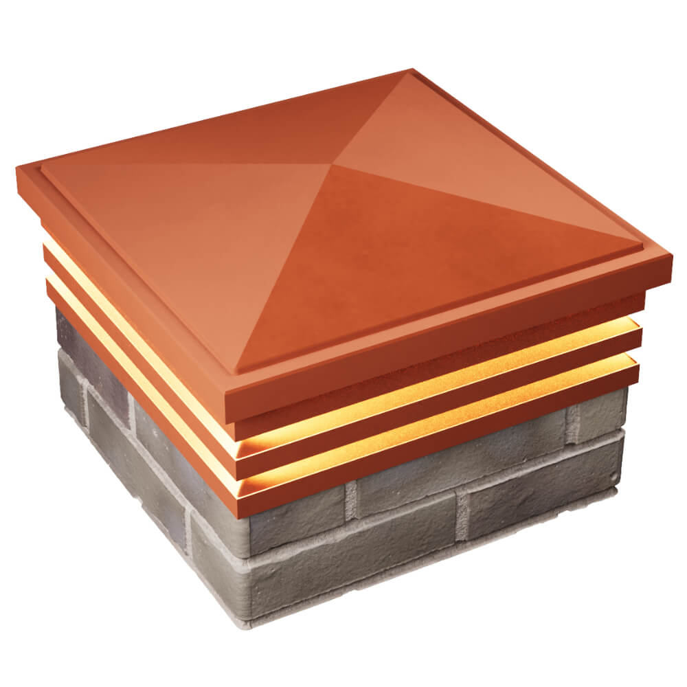 Колпак Zking Бона ХайТек Красный на столб 1.5х1.5 кирпича (385х385мм) с подсветкой в Канске фото