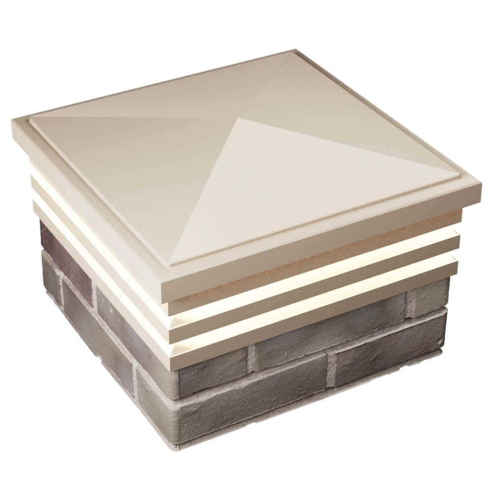 Колпак Zking Бона ХайТек Бежевый на столб 1.5х1.5 кирпича (385х385мм) с подсветкой в Канске фото