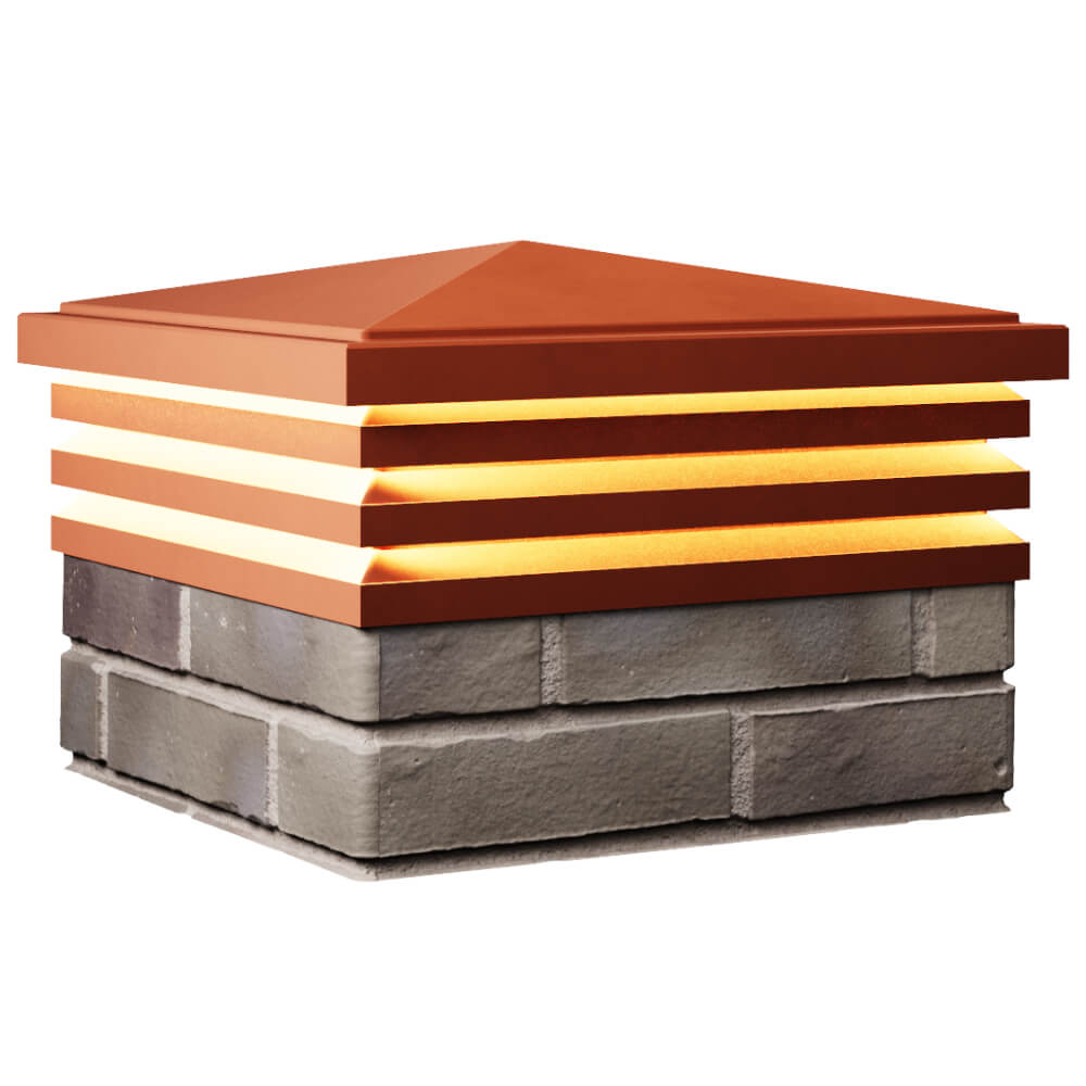 Колпак Zking Бона ХайТек Красный на столб 1.5х1.5 кирпича (385х385мм) с подсветкой в Канске фото