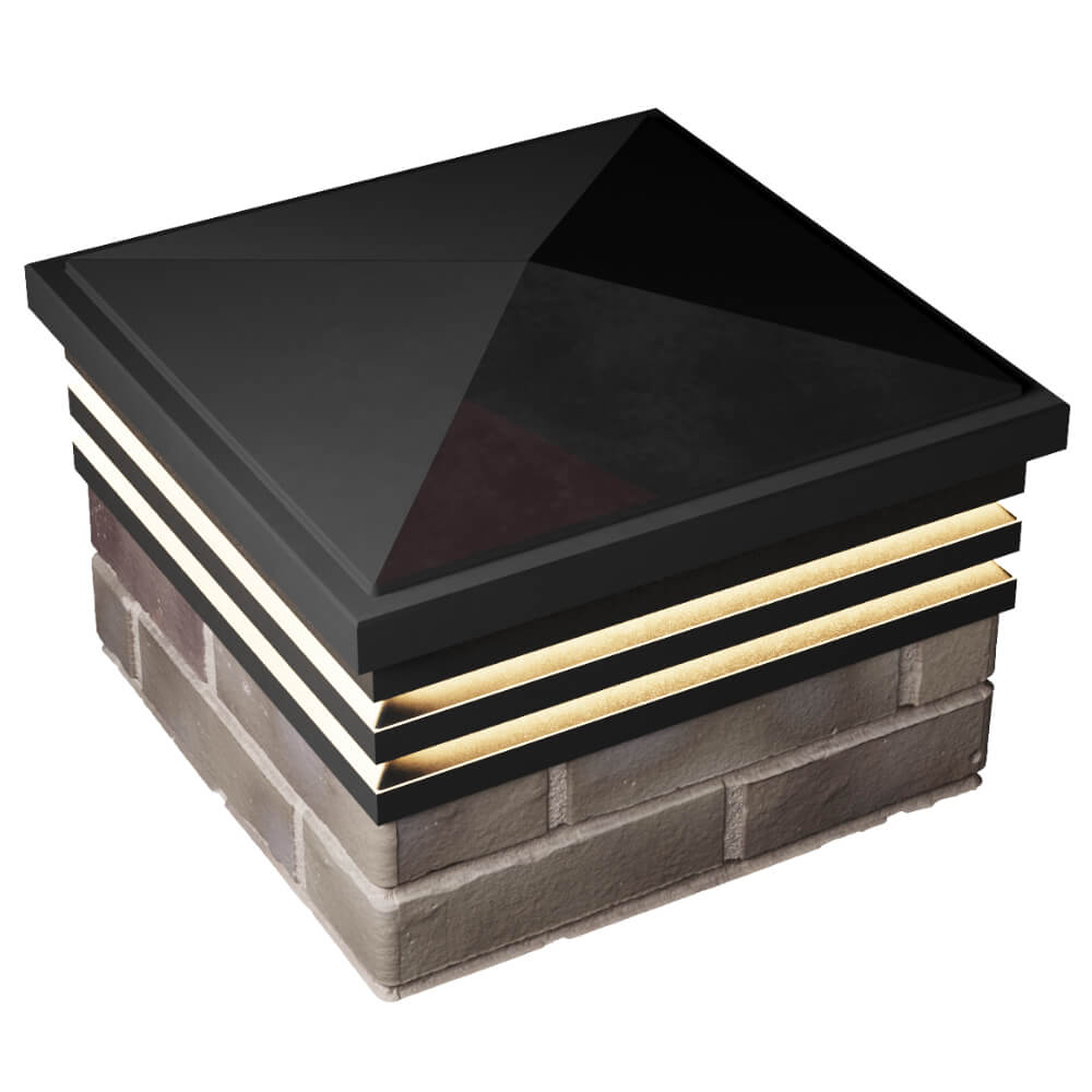 Колпак Zking Бона ХайТек Черный на столб 1.5х1.5 кирпича (385х385мм) с подсветкой в Канске фото