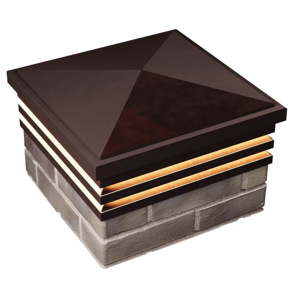 Колпак Zking Бона ХайТек Коричневый на столб 1.5х1.5 кирпича (385х385мм) с подсветкой в Канске фото