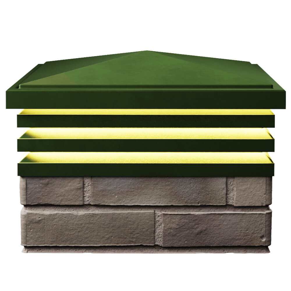 Колпак Zking Бона ХайТек Зеленый на столб 1.5х1.5 кирпича (385х385мм) с подсветкой в Канске фото