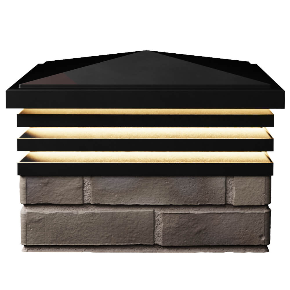 Колпак Zking Бона ХайТек Черный на столб 1.5х1.5 кирпича (385х385мм) с подсветкой в Канске фото