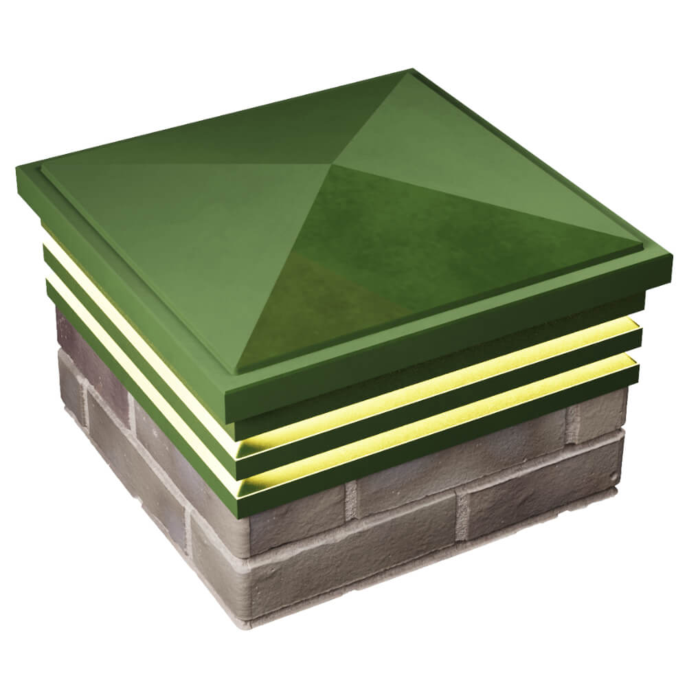 Колпак Zking Бона ХайТек Зеленый на столб 1.5х1.5 кирпича (385х385мм) с подсветкой в Канске фото