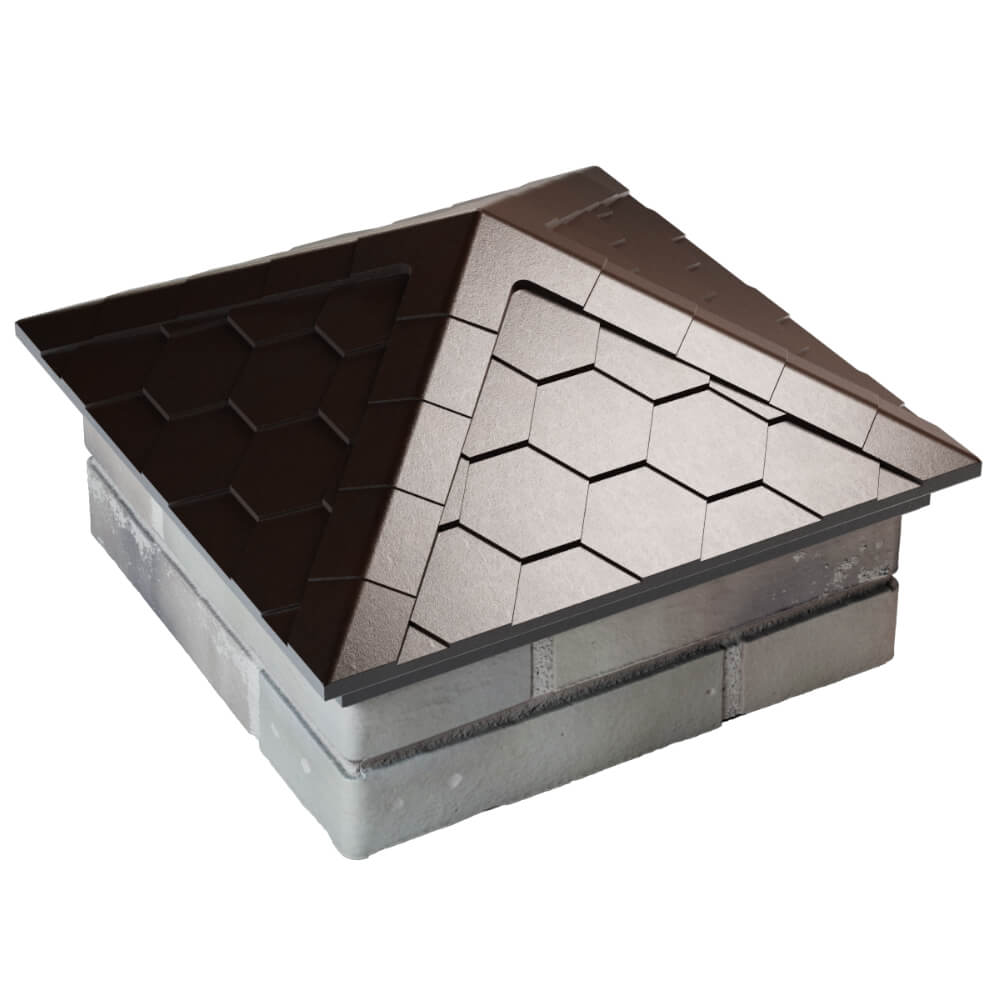 Колпак Zking Эверест Коричневый на столб 1.5х1.5 кирпича (390х390мм) в Канске фото