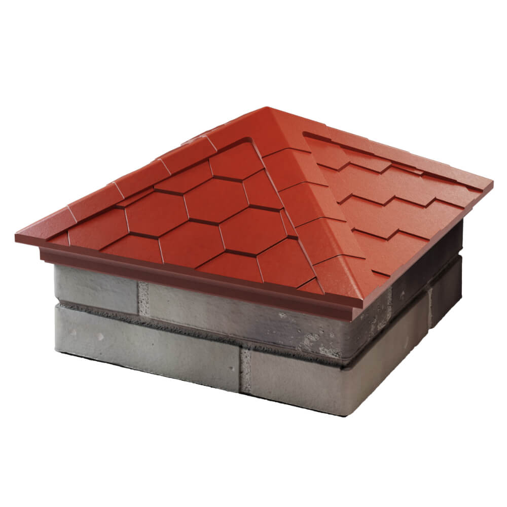 Колпак Zking Эверест Красный на столб 1.5х1.5 кирпича (390х390мм) в Канске фото