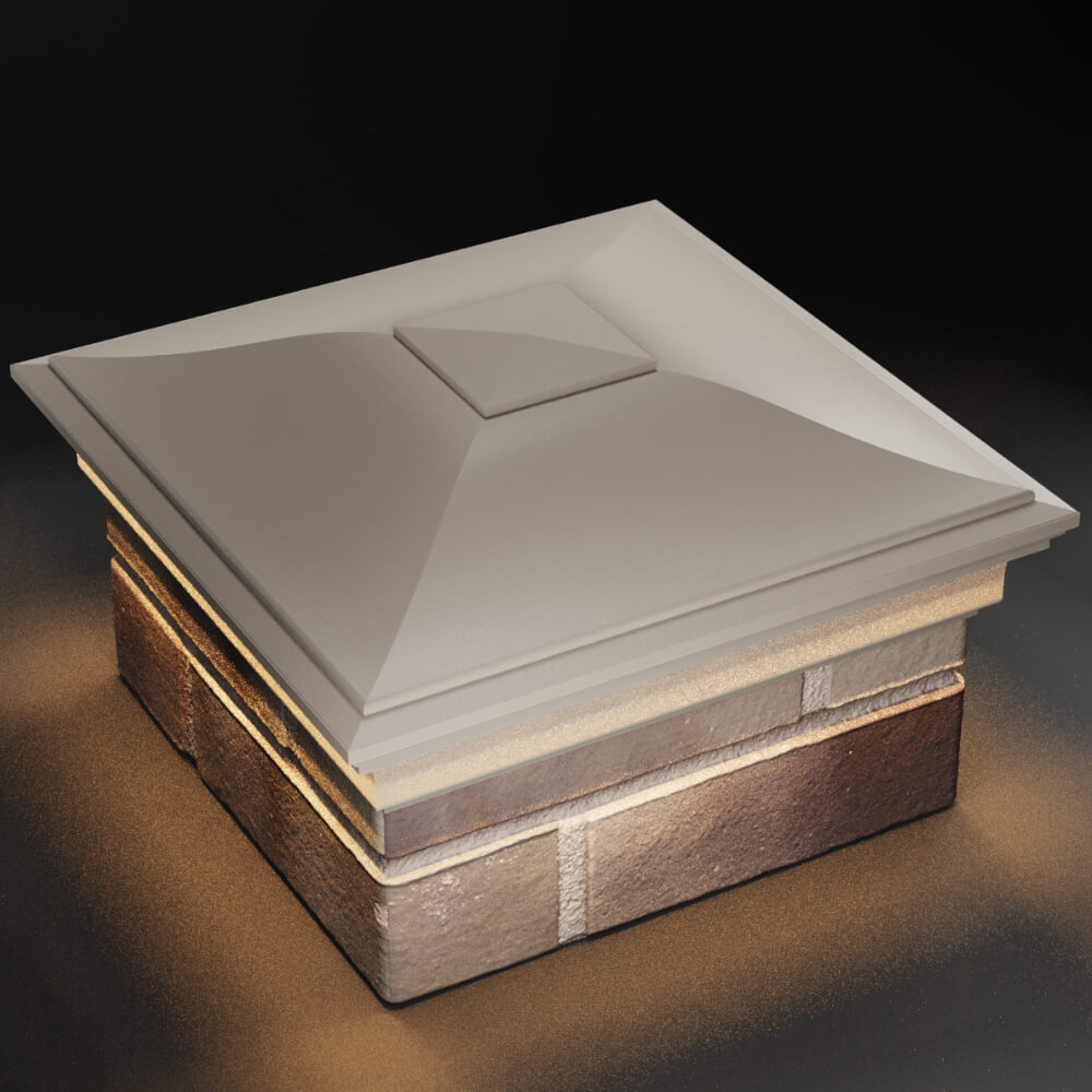 Колпак Zking Монблан Бежевый на столб 1.5х1.5 кирпича (385х385мм) с подсветкой в Канске фото