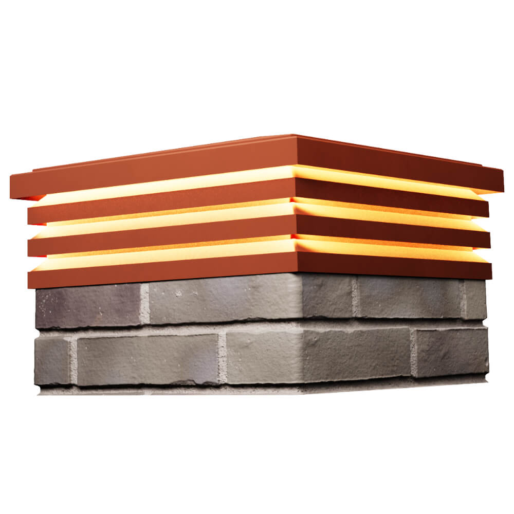 Колпак Zking Бона ХайТек Красный на столб 1.5х1.5 кирпича (385х385мм) с подсветкой в Канске фото