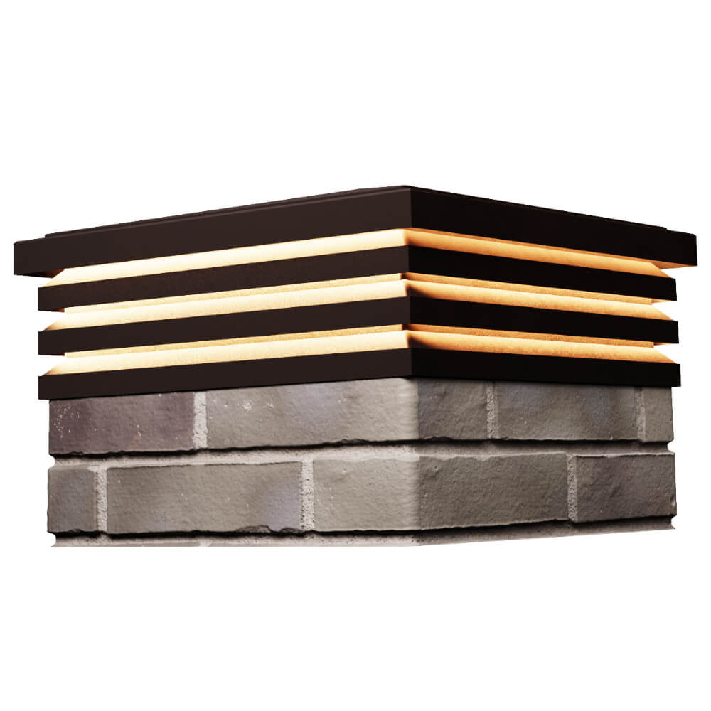 Колпак Zking Бона ХайТек Коричневый на столб 1.5х1.5 кирпича (385х385мм) с подсветкой в Канске фото