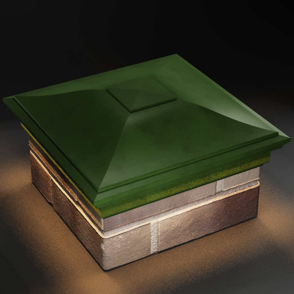 Колпак Zking Монблан Зеленый на столб 1.5х1.5 кирпича (385х385мм) с подсветкой в Канске фото