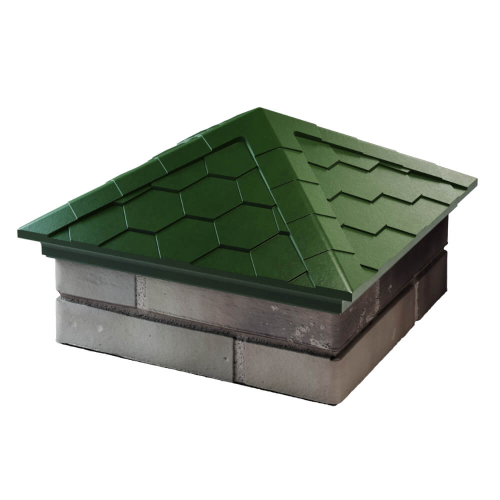 Колпак Zking Эверест Зеленый на столб 1.5х1.5 кирпича (390х390мм) в Канске фото