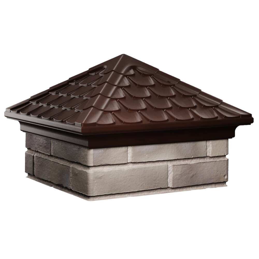 Колпак Zking Эльбрус Коричневый на столб 1.5х1.5 кирпича (385х385мм) в Канске фото