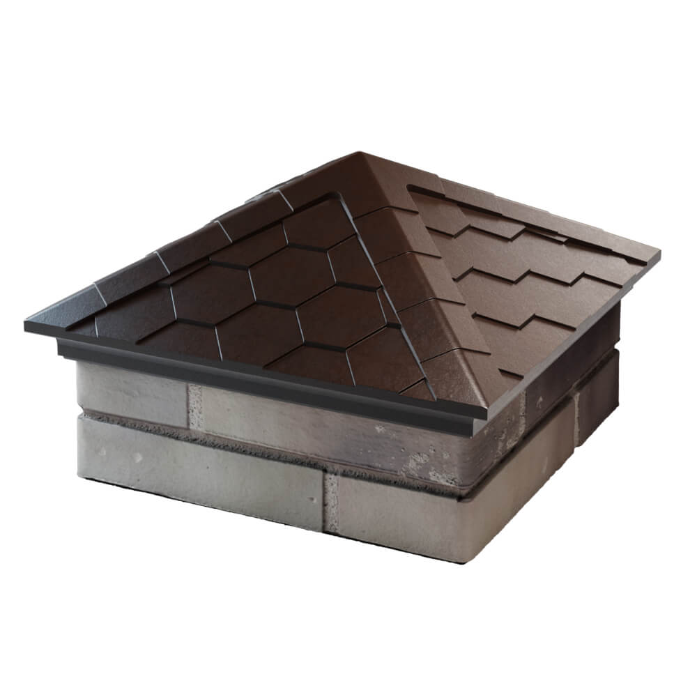 Колпак Zking Эверест Коричневый на столб 1.5х1.5 кирпича (390х390мм) в Канске фото